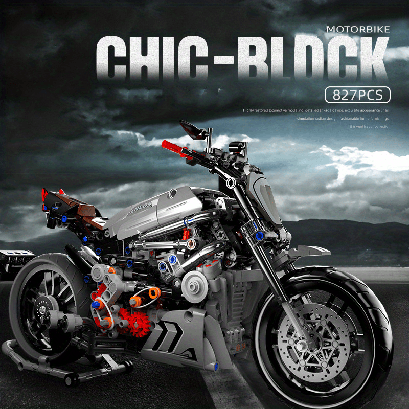 Panlos High speed Locomotive Boy Motorcycle Building Block Toy