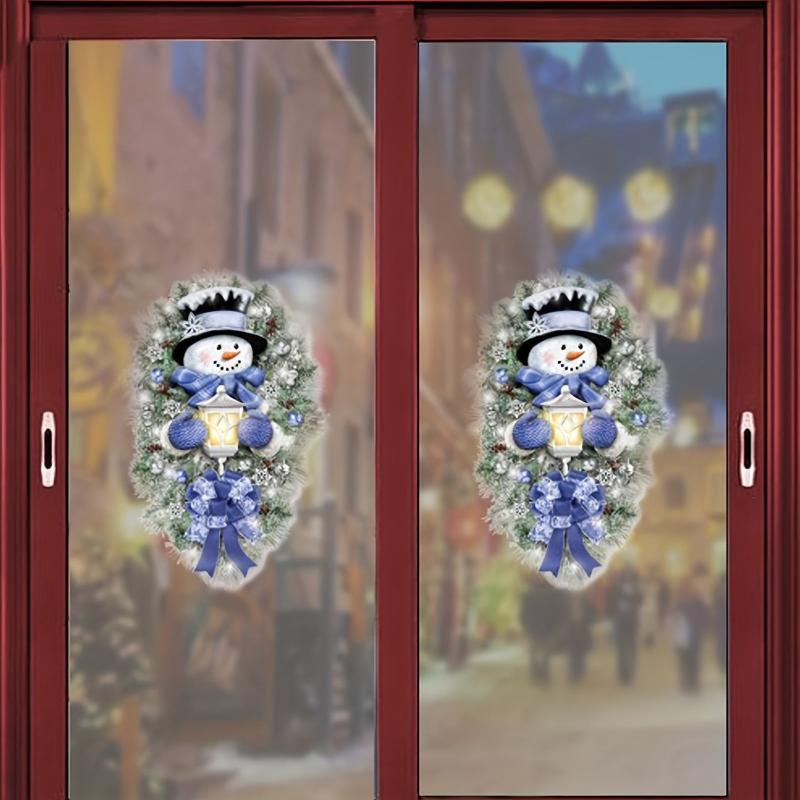 Christmas Snowman Flower Stickers Glass Windows Decoration