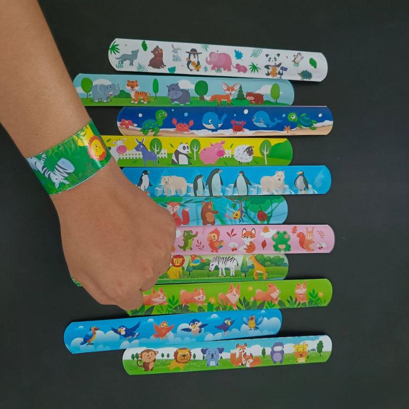 12pcs Kids Animal Slap Bracelets Colorful Party Favors