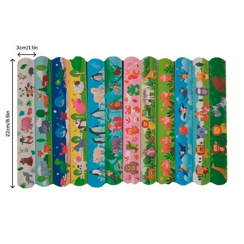 12pcs Kids Animal Slap Bracelets Colorful Party Favors