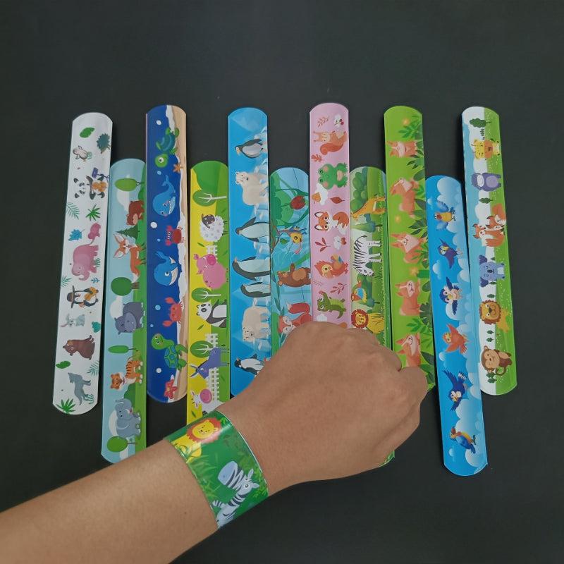 12pcs Kids Animal Slap Bracelets Colorful Party Favors