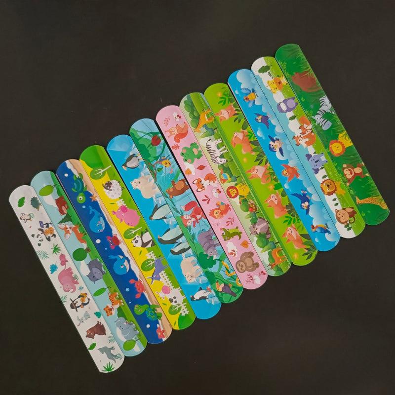 12pcs Kids Animal Slap Bracelets Colorful Party Favors
