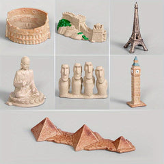 Mini Architectural Monuments Model Set - Great Wall, Eiffel Tower, Sphinx
