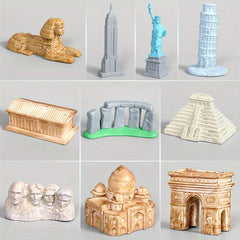Mini Architectural Monuments Model Set - Great Wall, Eiffel Tower, Sphinx