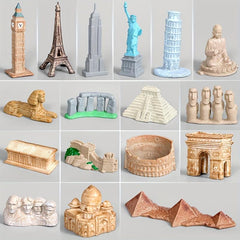 Mini Architectural Monuments Model Set - Great Wall, Eiffel Tower, Sphinx