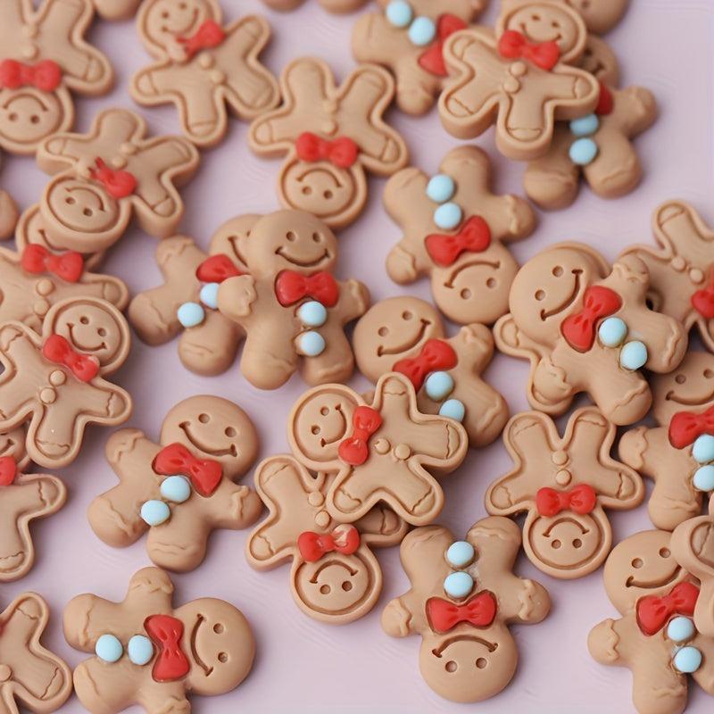 10pcs Gingerbread Man Resin Ornament DIY Gift Decoration Accessories