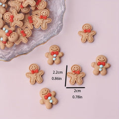 10pcs Gingerbread Man Resin Ornament DIY Gift Decoration Accessories