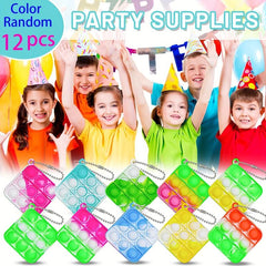 12pcs Colorful Pop Keychain Fidget Toys Stress Reliever & Party Favors