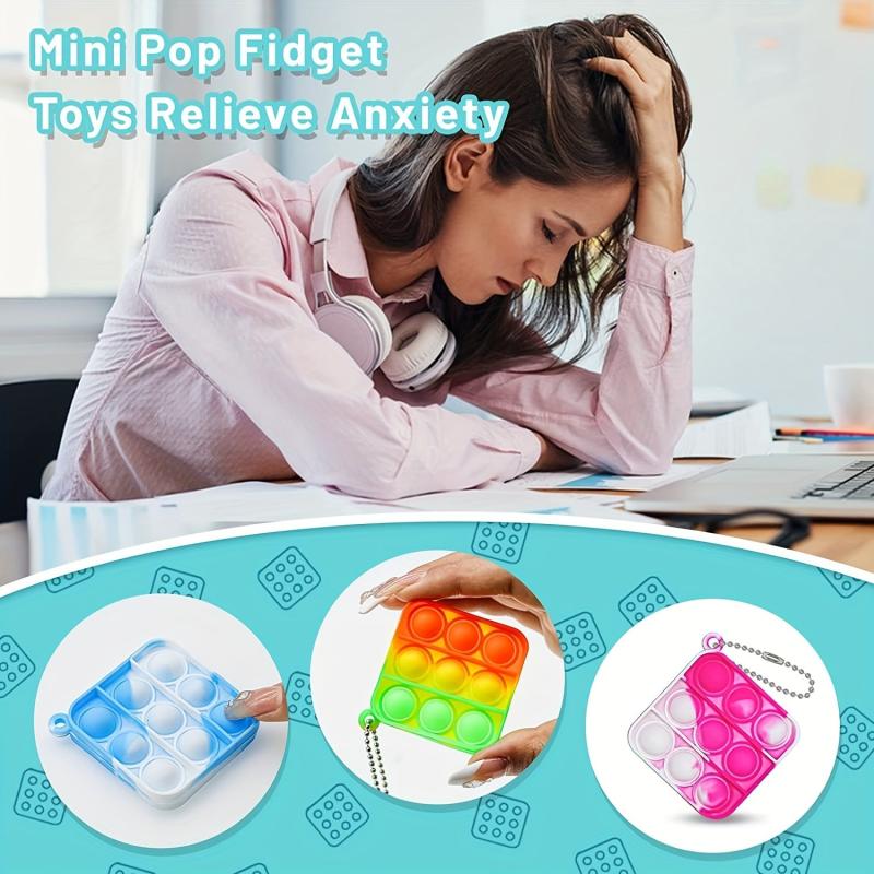 12pcs Colorful Pop Keychain Fidget Toys Stress Reliever & Party Favors