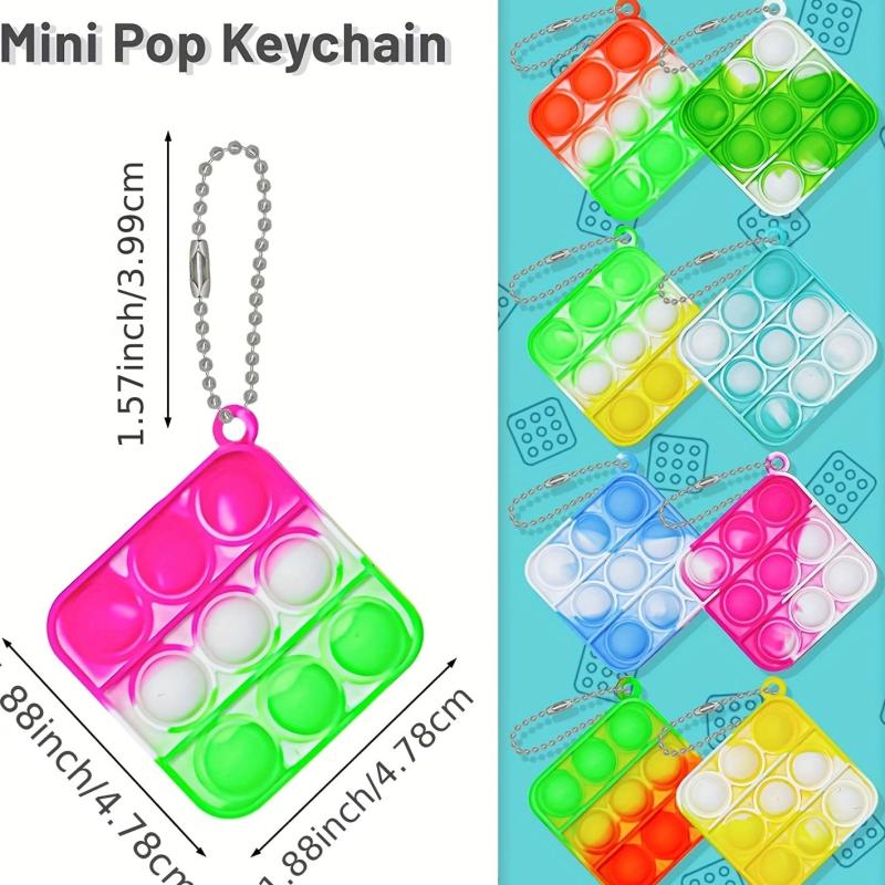 12pcs Colorful Pop Keychain Fidget Toys Stress Reliever & Party Favors