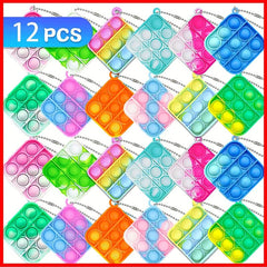 12pcs Colorful Pop Keychain Fidget Toys Stress Reliever & Party Favors