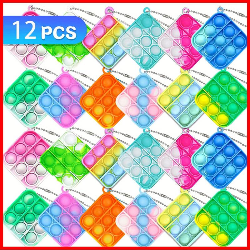 12pcs Colorful Pop Keychain Fidget Toys Stress Reliever & Party Favors