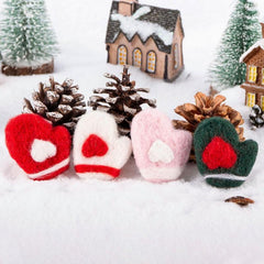 Christmas Scene Love Gloves Felt Pendant Fabric Dress Up Hanging Decorations