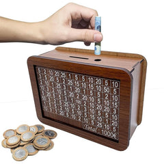 Wooden Savings Jar for Kids Money Gift Travel Savings Booklet