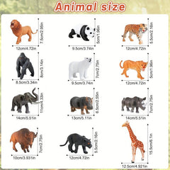 12Pcs Wild Animals Model Toy Montessori Children's Early Education Props