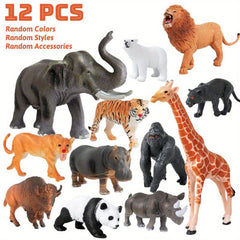 12Pcs Wild Animals Model Toy Montessori Children's Early Education Props