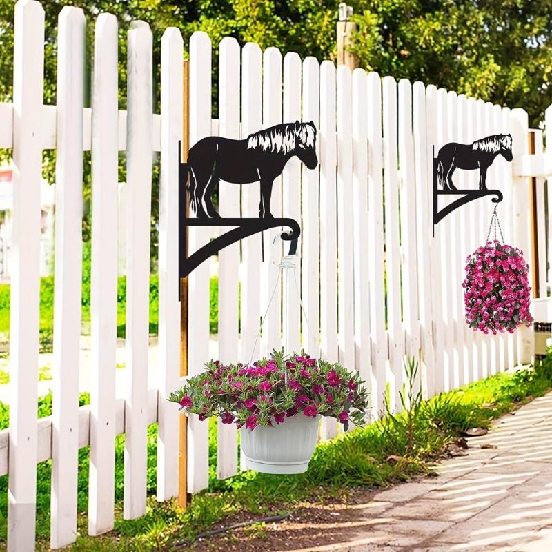 Iron Horse Silhouette Hanging Plant Bracket Outdoor Plant Hanger