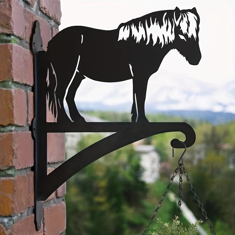 Iron Horse Silhouette Hanging Plant Bracket Outdoor Plant Hanger