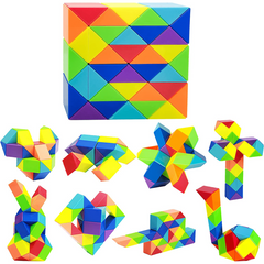 Large Rainbow Magic Snake Twist Puzzle - Fidget Toy Cube - Brain Teaser Game