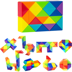Large Rainbow Magic Snake Twist Puzzle - Fidget Toy Cube - Brain Teaser Game