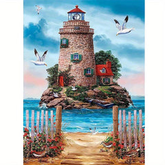 5D Diamond Art Kit Lighthouse Full Drill Beach Painting