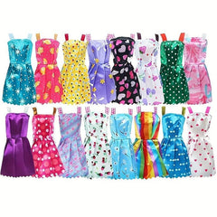 34pcs Doll Clothing Accessories Set - Dresses, Shoes, Necklaces, Crowns, Glasses