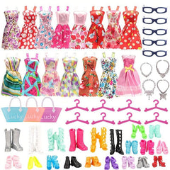 40pcs Girls' Doll Clothes Shoes Replacement Toy Accessories Princess Dress Skirt