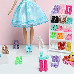 40pcs Girls' Doll Clothes Shoes Replacement Toy Accessories Princess Dress Skirt
