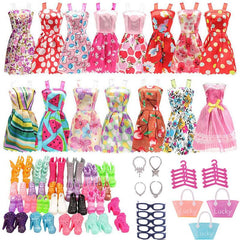 40pcs Girls' Doll Clothes Shoes Replacement Toy Accessories Princess Dress Skirt