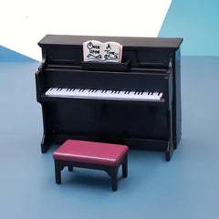 Mini Piano Doll House Accessories - Mini Mock Piano with Stools & Sheet Music