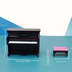 Mini Piano Doll House Accessories - Mini Mock Piano with Stools & Sheet Music