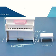 Mini Piano Doll House Accessories - Mini Mock Piano with Stools & Sheet Music