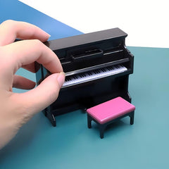 Mini Piano Doll House Accessories - Mini Mock Piano with Stools & Sheet Music