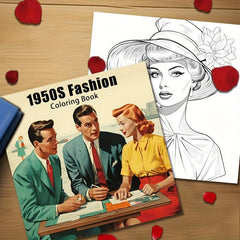 40 Pictures 1950s Coloring Book - Halloween Thanksgiving Christmas Gift