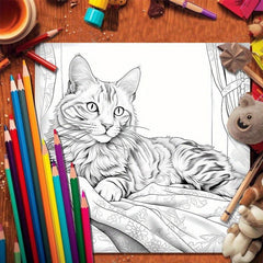 40pcs Cat and Quilt Coloring Book for Halloween, Thanksgiving, Christmas
