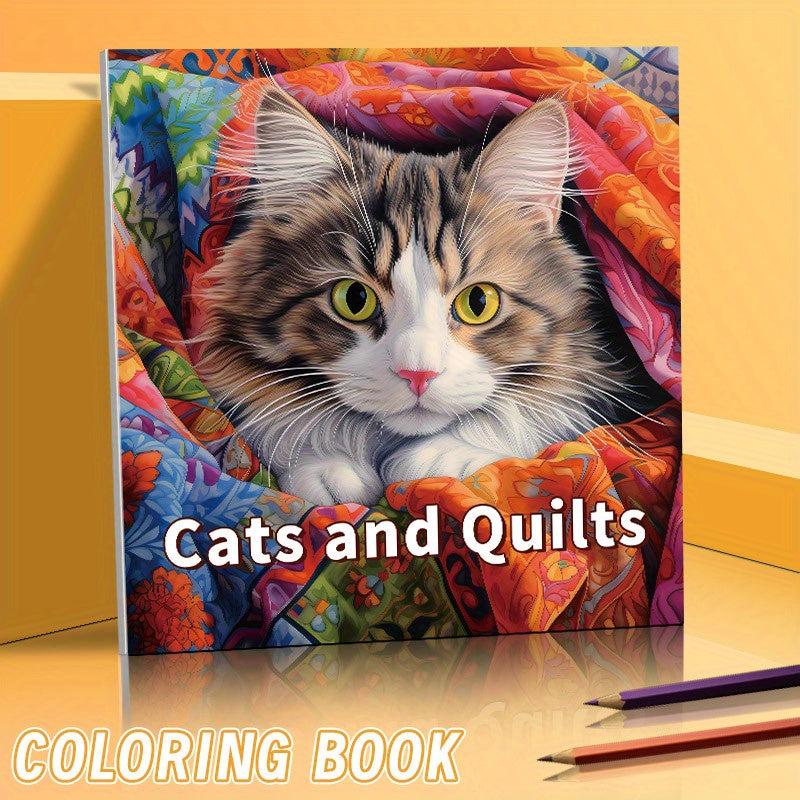 40pcs Cat and Quilt Coloring Book for Halloween, Thanksgiving, Christmas