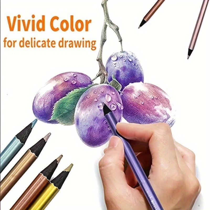 12 Metallic Pencils Art Painting Coloring Graffiti Creative DIY Journal Colored