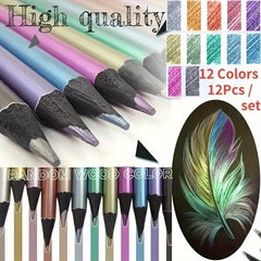 12 Metallic Pencils Art Painting Coloring Graffiti Creative DIY Journal Colored