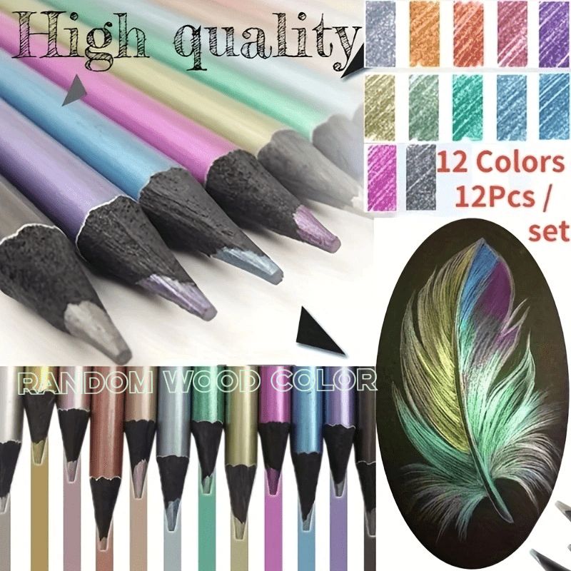 12 Metallic Pencils Art Painting Coloring Graffiti Creative DIY Journal Colored