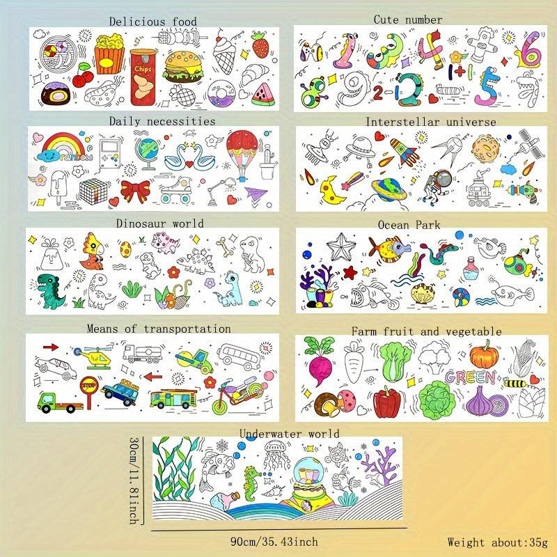 9pcs Colorful Paper Painting Tablecloth 30 0 89 99 Cm DIY Doodle Scroll Sticker