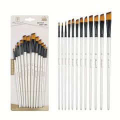 12pcs Pearlescent Wooden Rod Nylon Hair Painting Pen Set