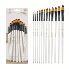 12pcs Pearlescent Wooden Rod Nylon Hair Painting Pen Set