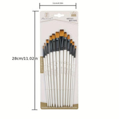 12pcs Pearlescent Wooden Rod Nylon Hair Painting Pen Set