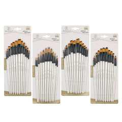 12pcs Pearlescent Wooden Rod Nylon Hair Painting Pen Set