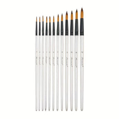 12pcs Pearlescent Wooden Rod Nylon Hair Painting Pen Set