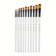 12pcs Pearlescent Wooden Rod Nylon Hair Painting Pen Set