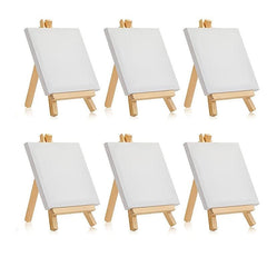 6pcs Mini Canvas & Easel Set 10x16 for Painting & DIY