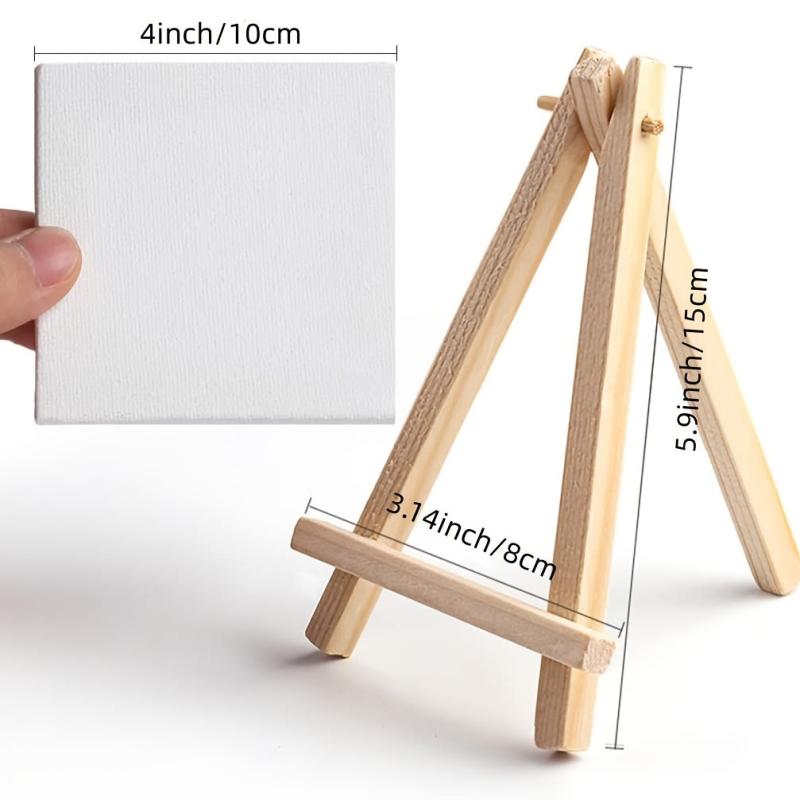 6pcs Mini Canvas & Easel Set 10x16 for Painting & DIY