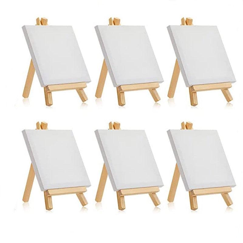 6pcs Mini Canvas & Easel Set 10x16 for Painting & DIY