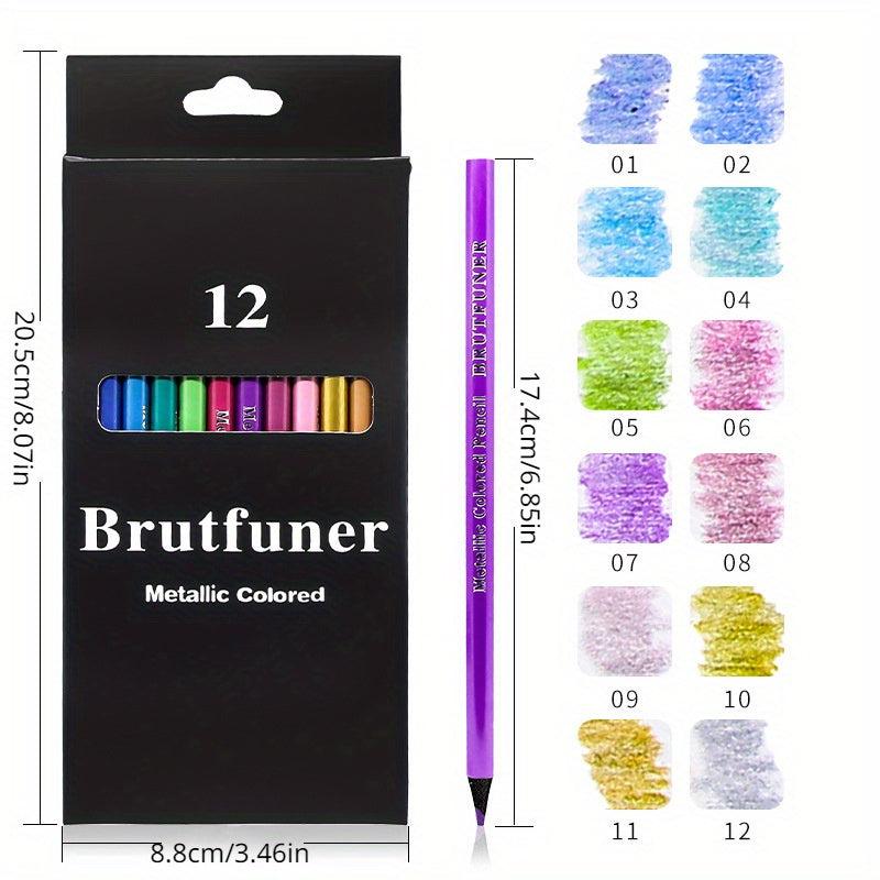 12-Color Metallic Lead Pencils Set for Art Drawing